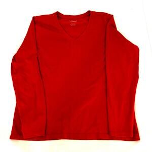L.L.Bean Womens L Red/Lt Maroon 3/4 Long Sleeve V-neck Pullover. Good condition.